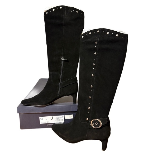 Splendid Shoes - Splendid Black Tall Heeled Boots with Buckle Detail